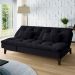 Sofá-Cama Casal 3 Lugares Amanda II Suede com Almofadas Preto