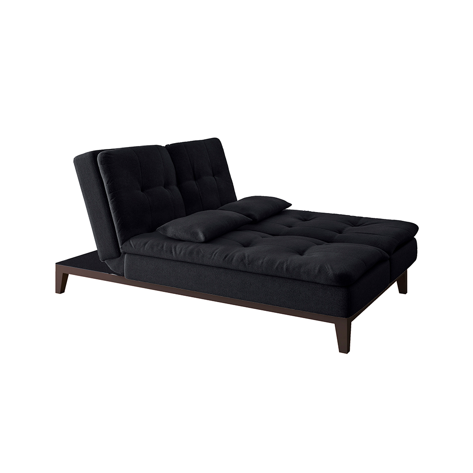 Sofá-Cama Casal 3 Lugares Amanda II Suede com Almofadas Preto