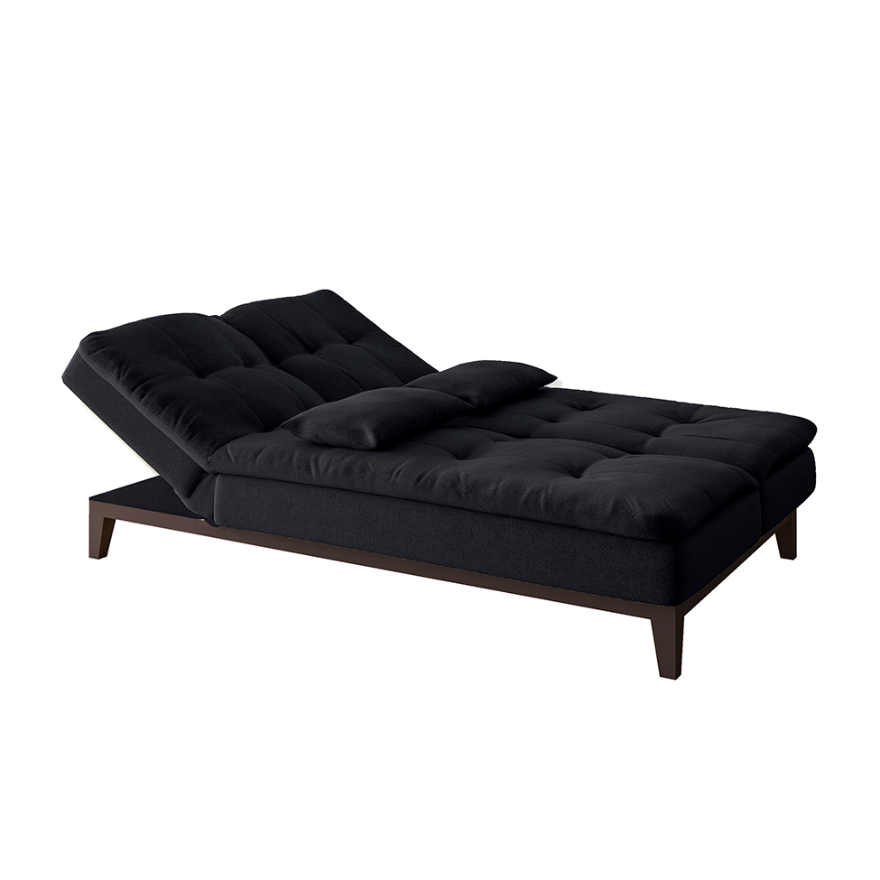 Sofá-Cama Casal 3 Lugares Amanda II Suede com Almofadas Preto