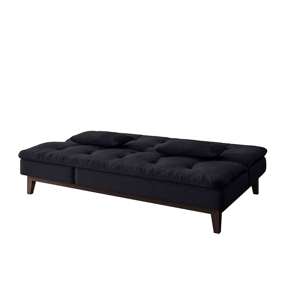 Sofá-Cama Casal 3 Lugares Amanda II Suede com Almofadas Preto