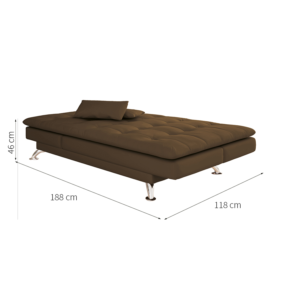 Sofá-Cama Casal 3 Lugares Amanda Marrom