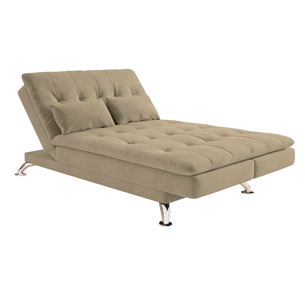 Sofá-Cama Casal 3 Lugares Amanda Suede Bege
