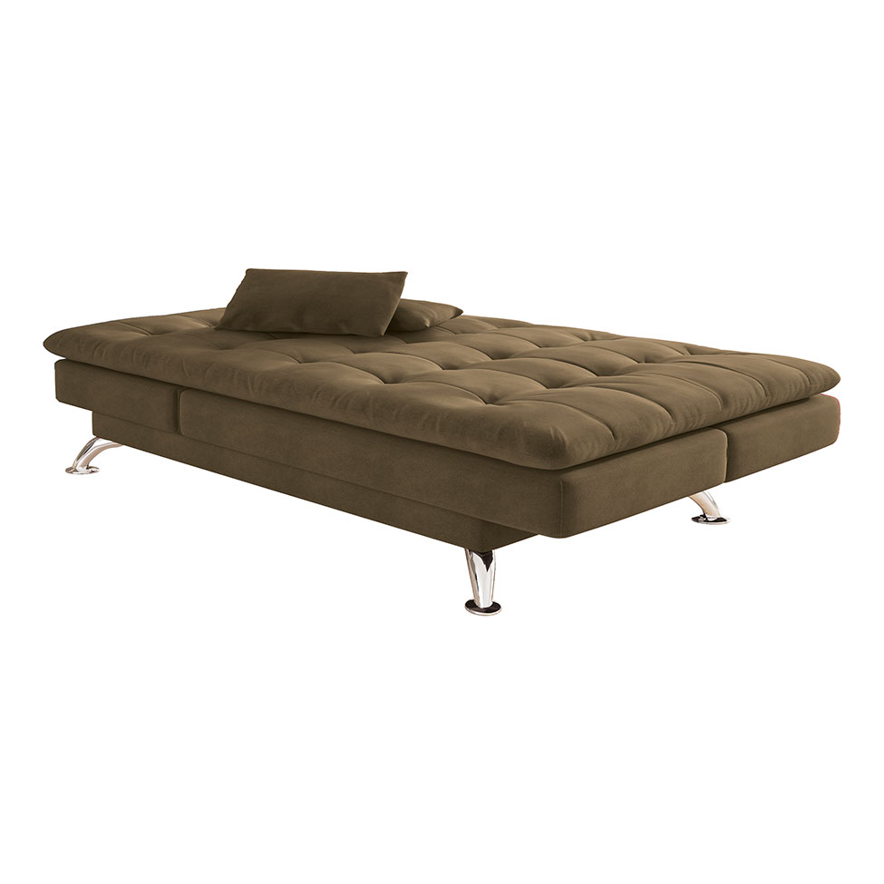 Sofá-Cama Casal 3 Lugares Amanda Suede Castanho