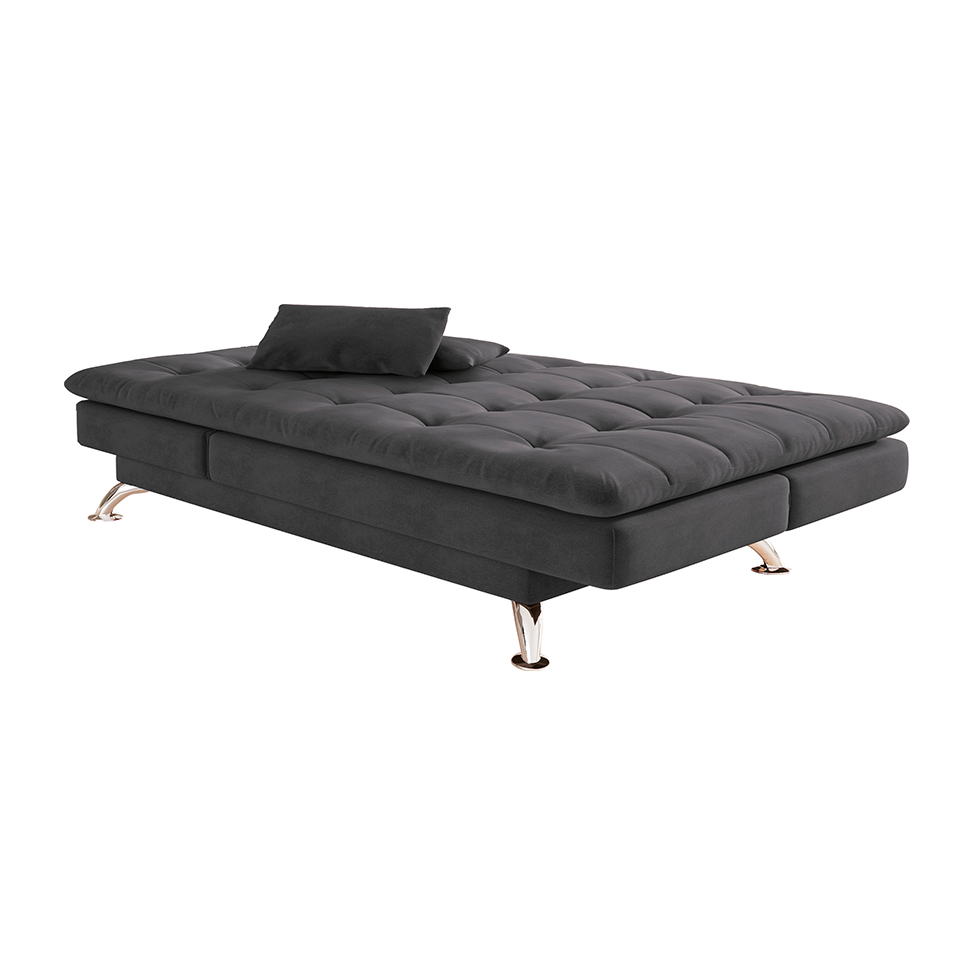 Sofá-Cama Casal 3 Lugares Amanda Suede com Almofadas Cinza