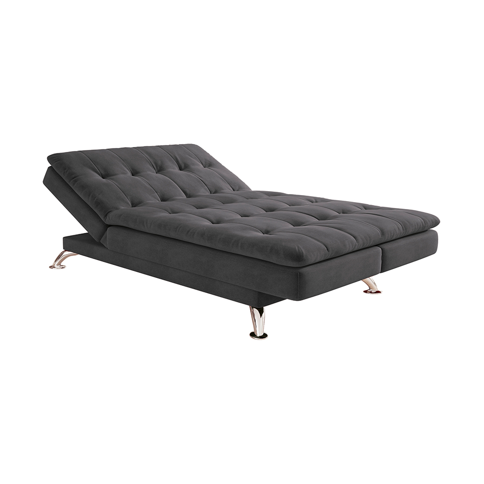 Sofá-Cama Casal 3 Lugares Amanda Suede com Almofadas Cinza