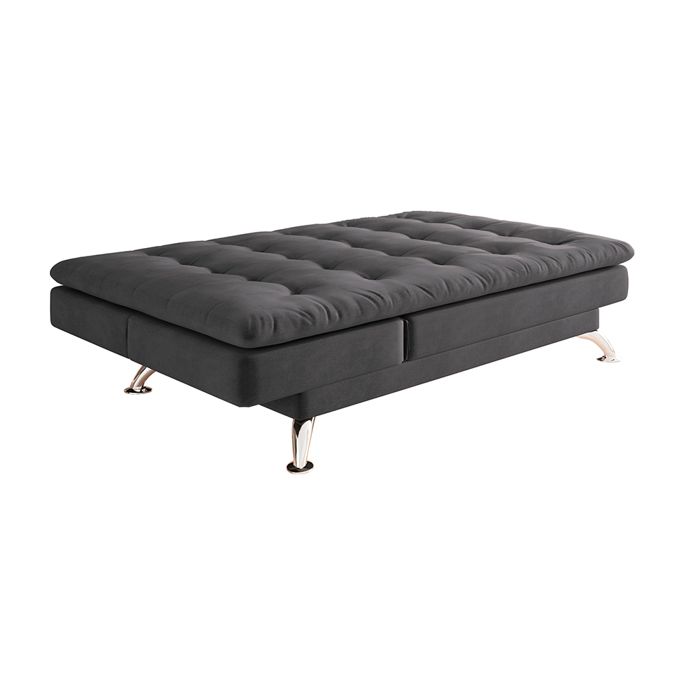 Sofá-Cama Casal 3 Lugares Amanda Suede com Almofadas Cinza