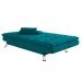 Sofá-Cama Casal 3 Lugares Amanda Suede com Almofadas Turquesa