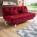 Sofá-Cama Casal 3 Lugares Amanda Suede com Almofadas Vermelho