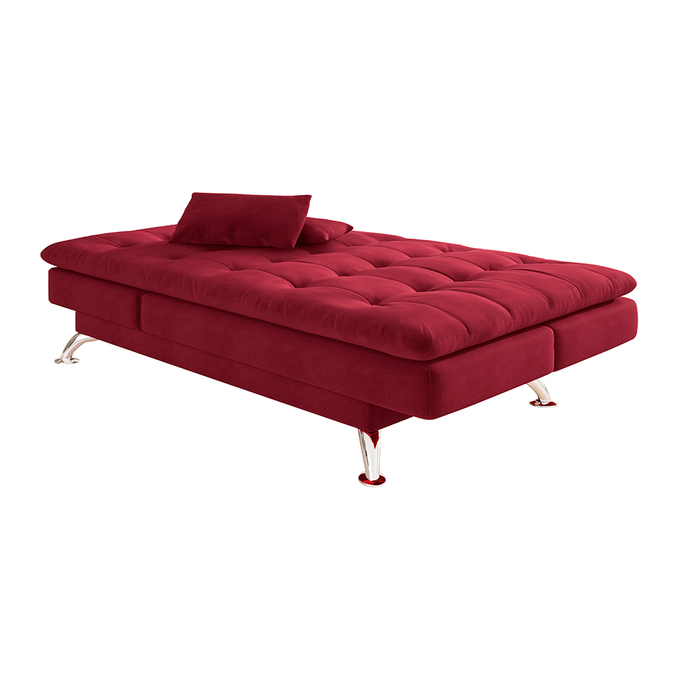 Sofá-Cama Casal 3 Lugares Amanda Suede com Almofadas Vermelho