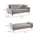 Sofá-Cama Casal 3 Lugares Dacar Linho Cinza