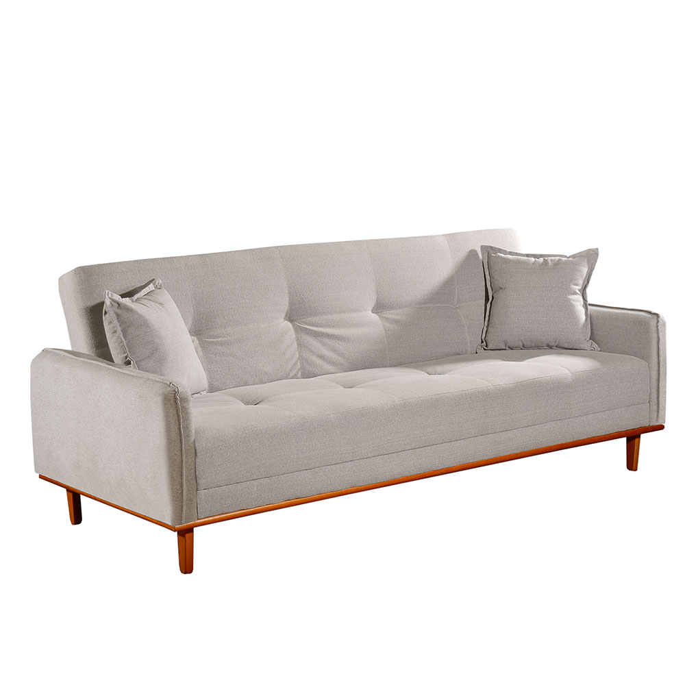 Sofá-Cama Casal 3 Lugares Dacar Linho Cinza 207 cm