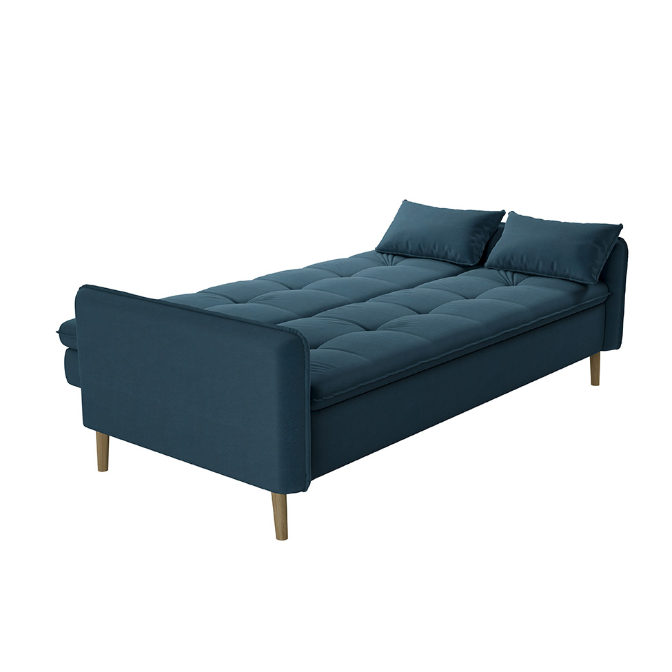 Sofá-Cama Casal 3 Lugares Donna Veludo Azul Turquesa