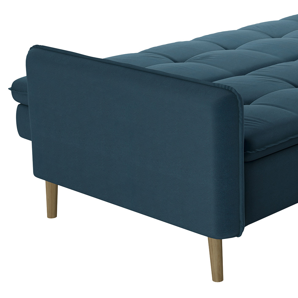 Sofá-Cama Casal 3 Lugares Donna Veludo Azul Turquesa