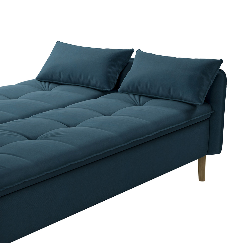 Sofá-Cama Casal 3 Lugares Donna Veludo Azul Turquesa