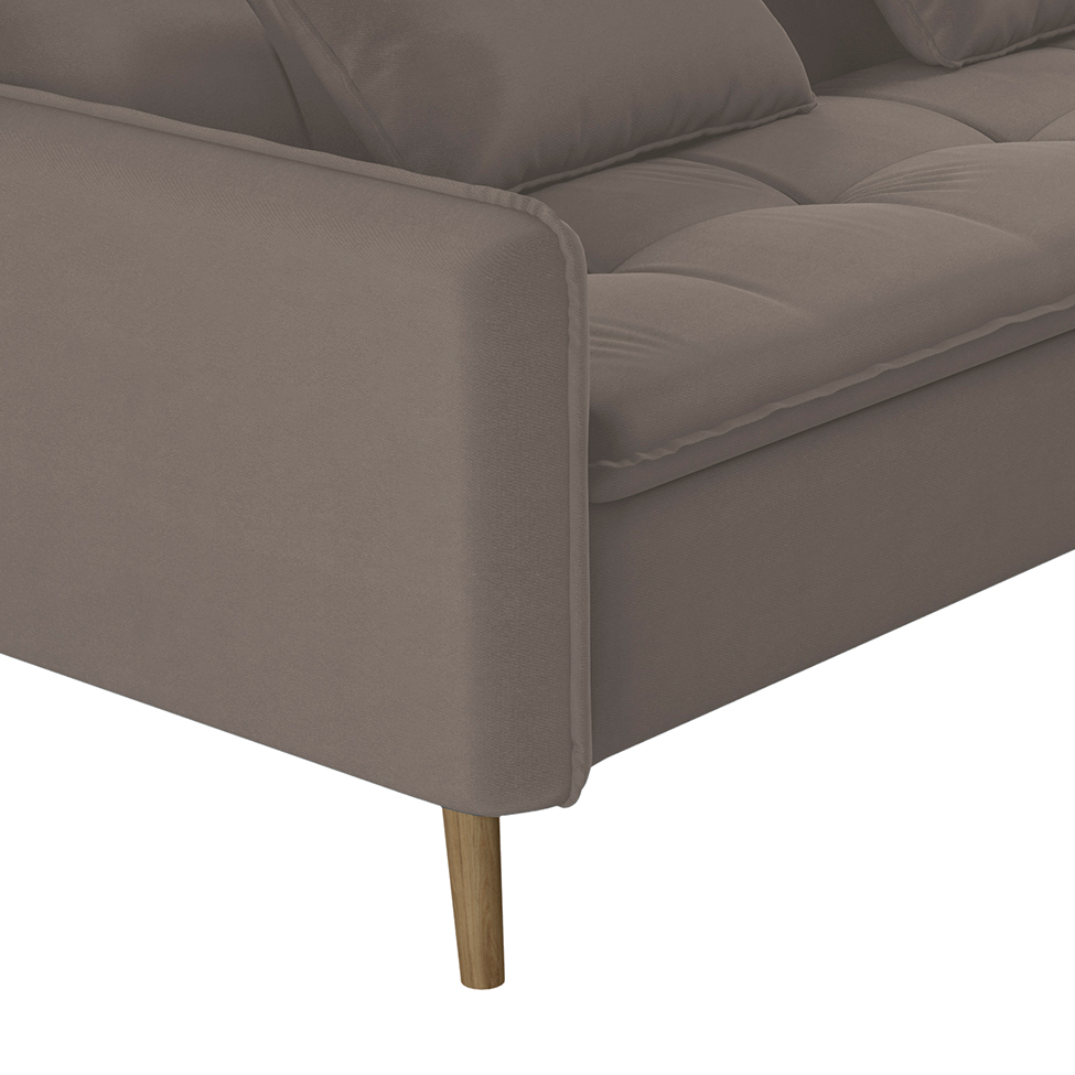 Sofá-Cama Casal 3 Lugares Donna Veludo Capuccino