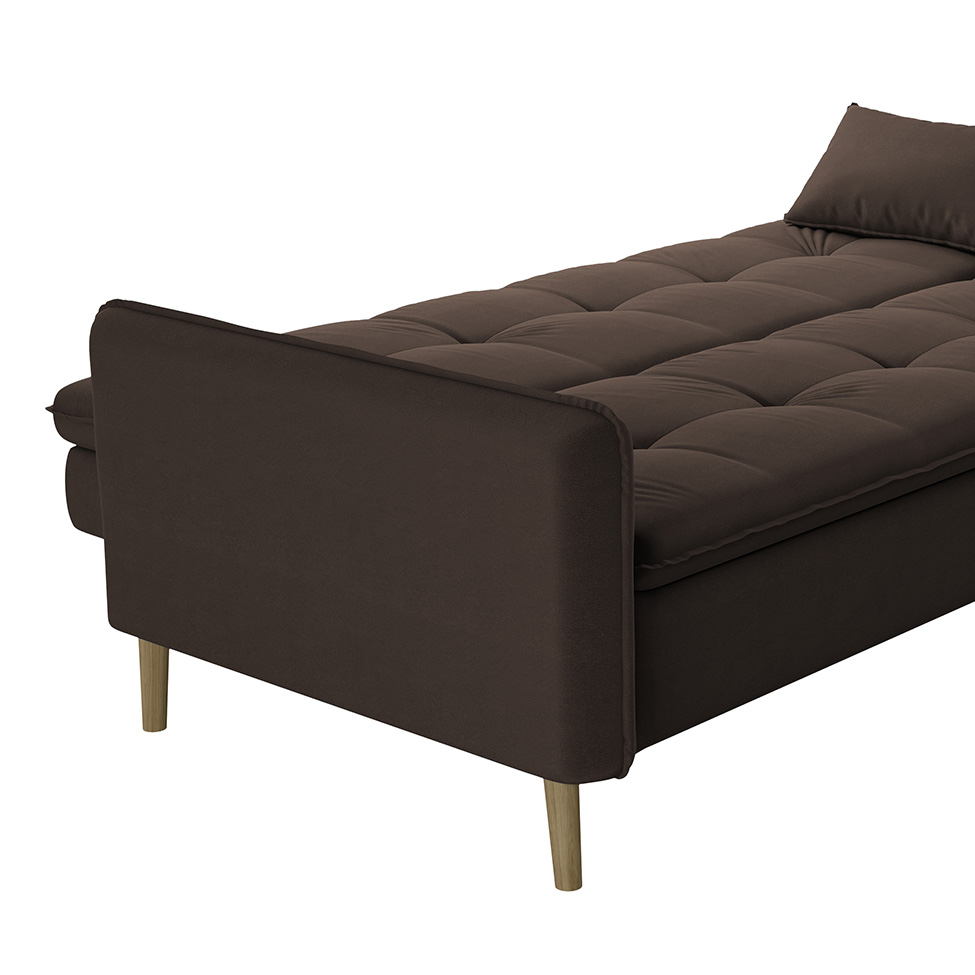Sofá-Cama Casal 3 Lugares Donna Veludo Marrom