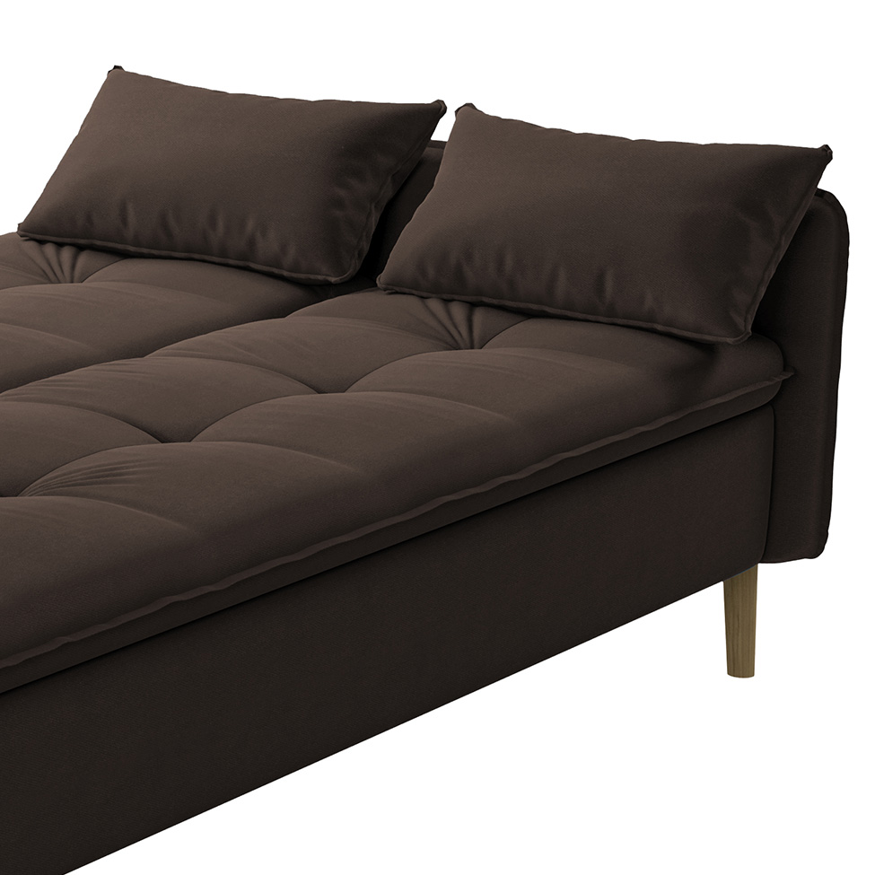 Sofá-Cama Casal 3 Lugares Donna Veludo Marrom