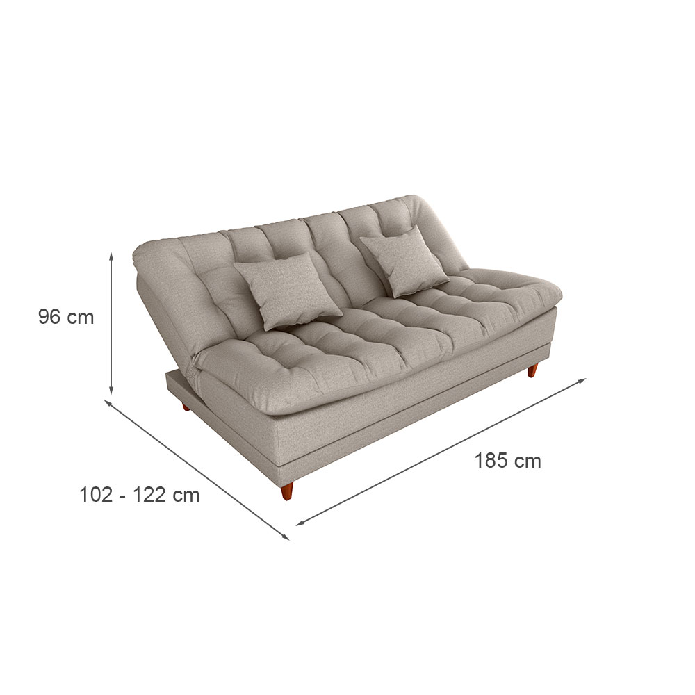 Sofá-Cama Casal 3 Lugares Duda Linho Bege