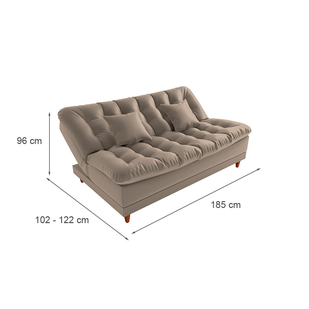 Sofá-Cama Casal 3 Lugares Duda Veludo Capuccino