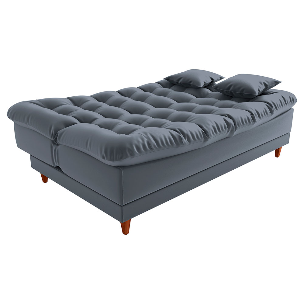 Sofá-Cama Casal 3 Lugares Duda Veludo Cinza