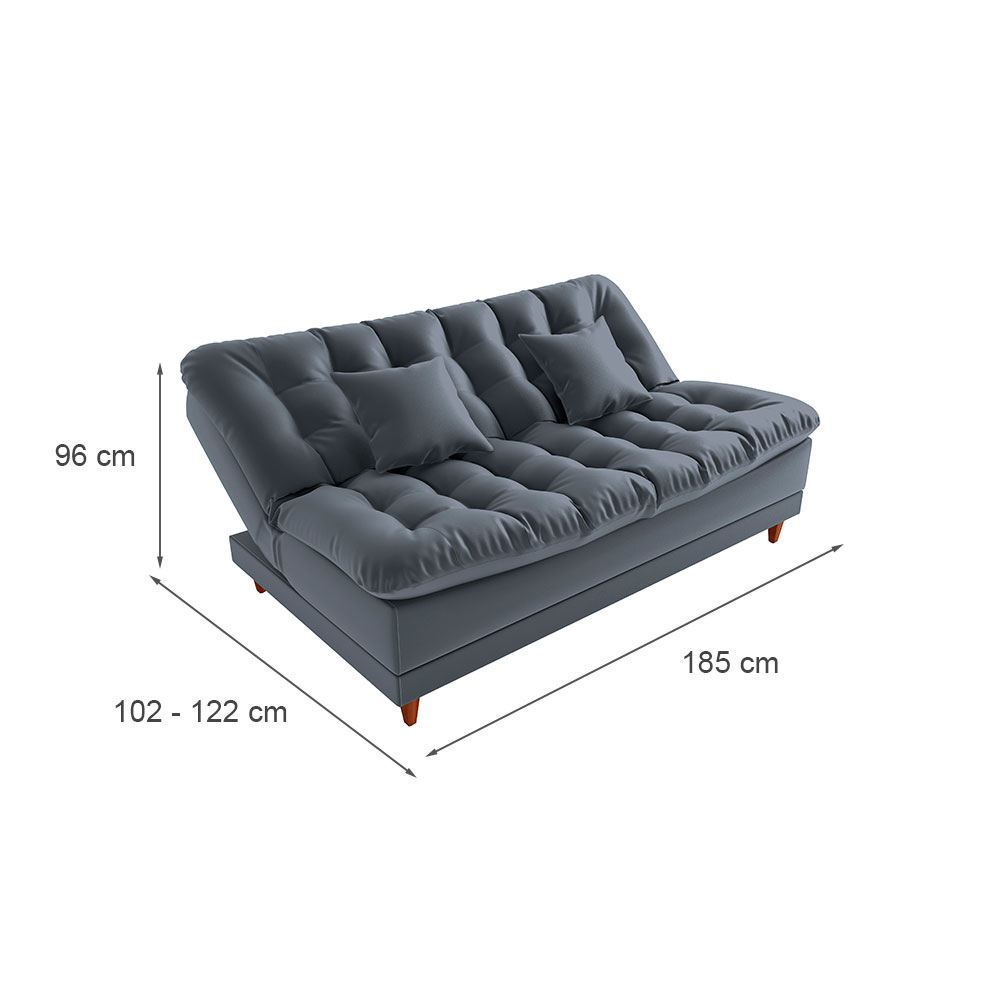 Sofá-Cama Casal 3 Lugares Duda Veludo Cinza