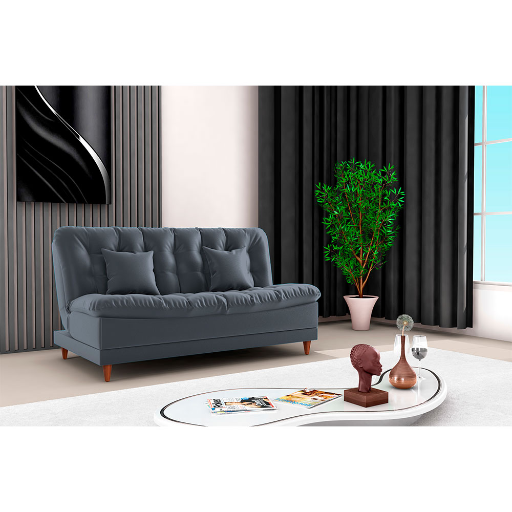 Sofá-Cama Casal 3 Lugares Duda Veludo Cinza