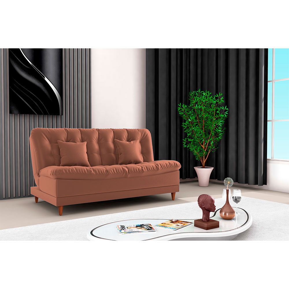 Sofá-Cama Casal 3 Lugares Duda Veludo Cobre