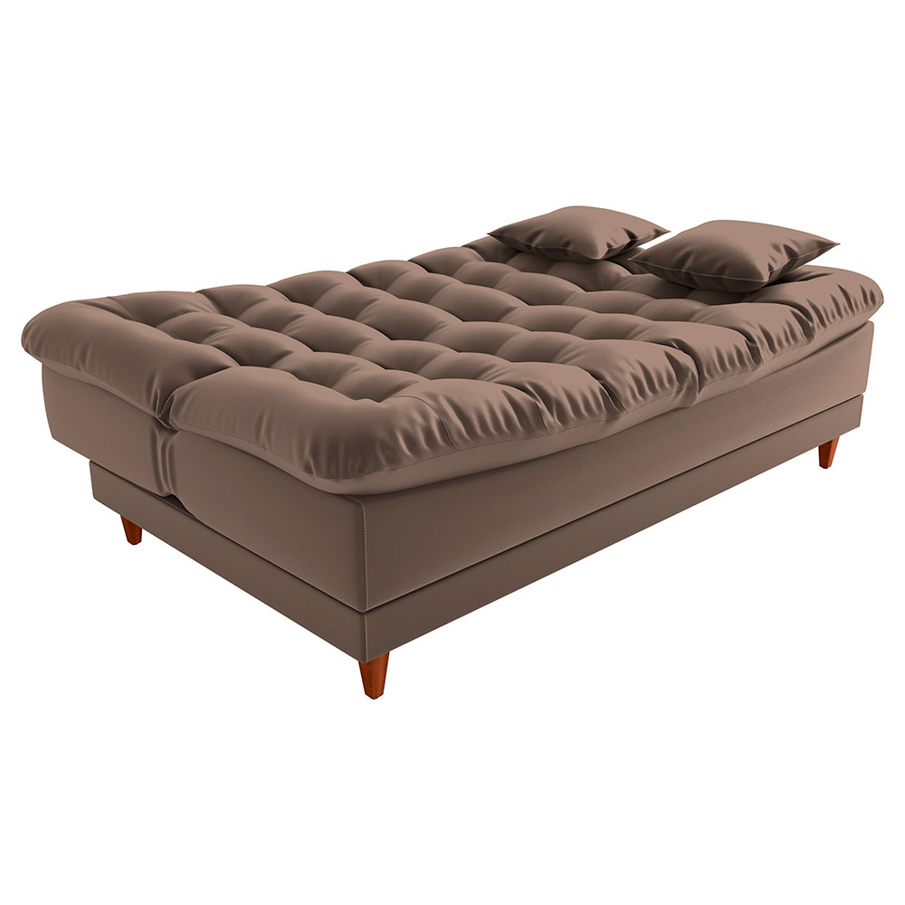Sofá-Cama Casal 3 Lugares Duda Veludo Marrom