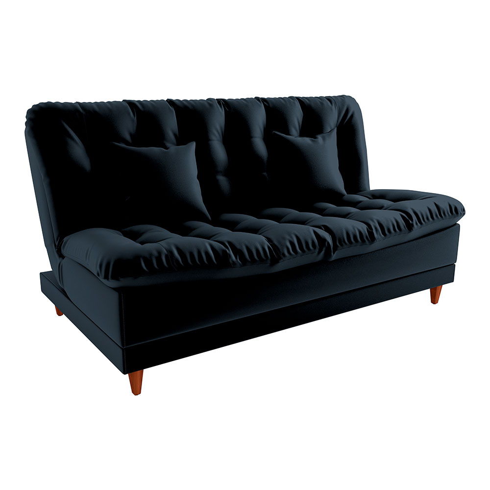 Sofá-Cama Casal 3 Lugares Duda Veludo Preto