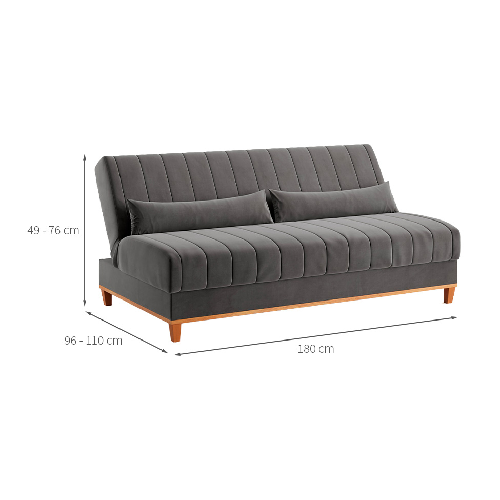 Sofá-Cama Casal 3 Lugares Eiffel Veludo Grafite