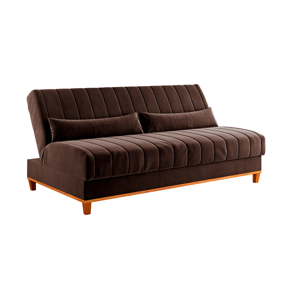 Sofá-Cama Casal 3 Lugares Eiffel Veludo Marrom