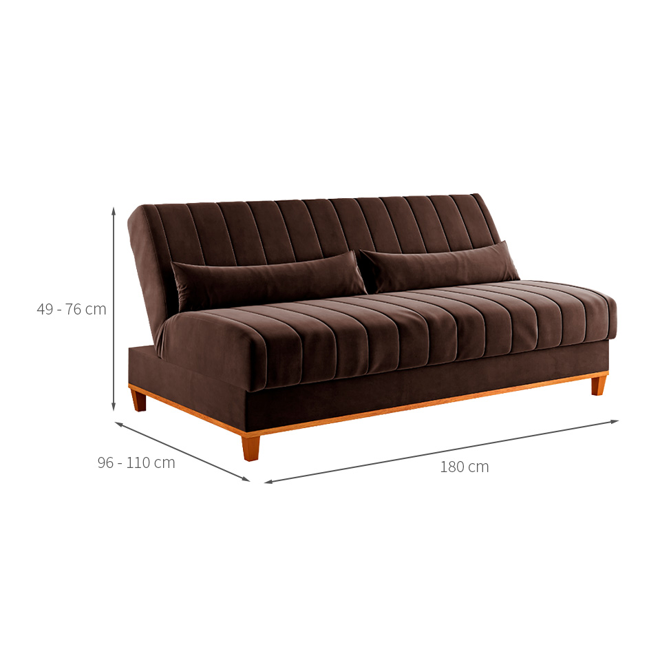 Sofá-Cama Casal 3 Lugares Eiffel Veludo Marrom