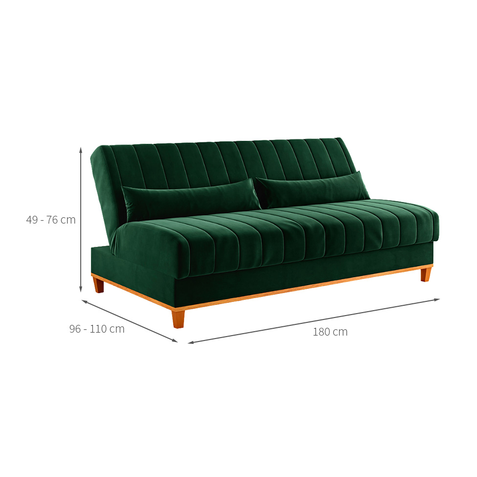 Sofá-Cama Casal 3 Lugares Eiffel Veludo Oliva