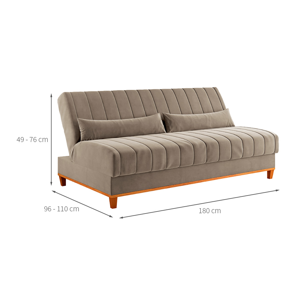 Sofá-Cama Casal 3 Lugares Eiffel Veludo Pérola