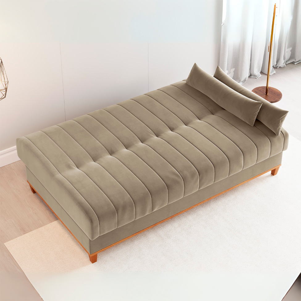 Sofá-Cama Casal 3 Lugares Eiffel Veludo Pérola