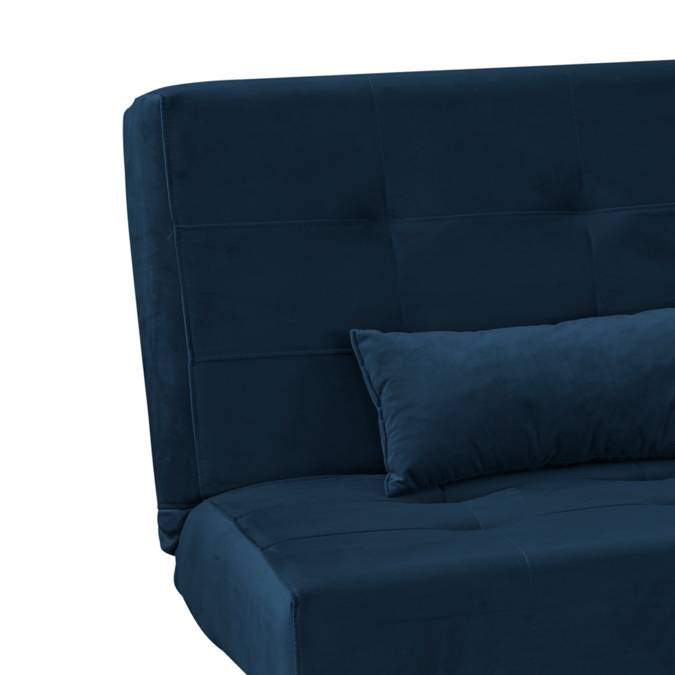 Sofá-Cama Casal 3 Lugares Laila Veludo Azul