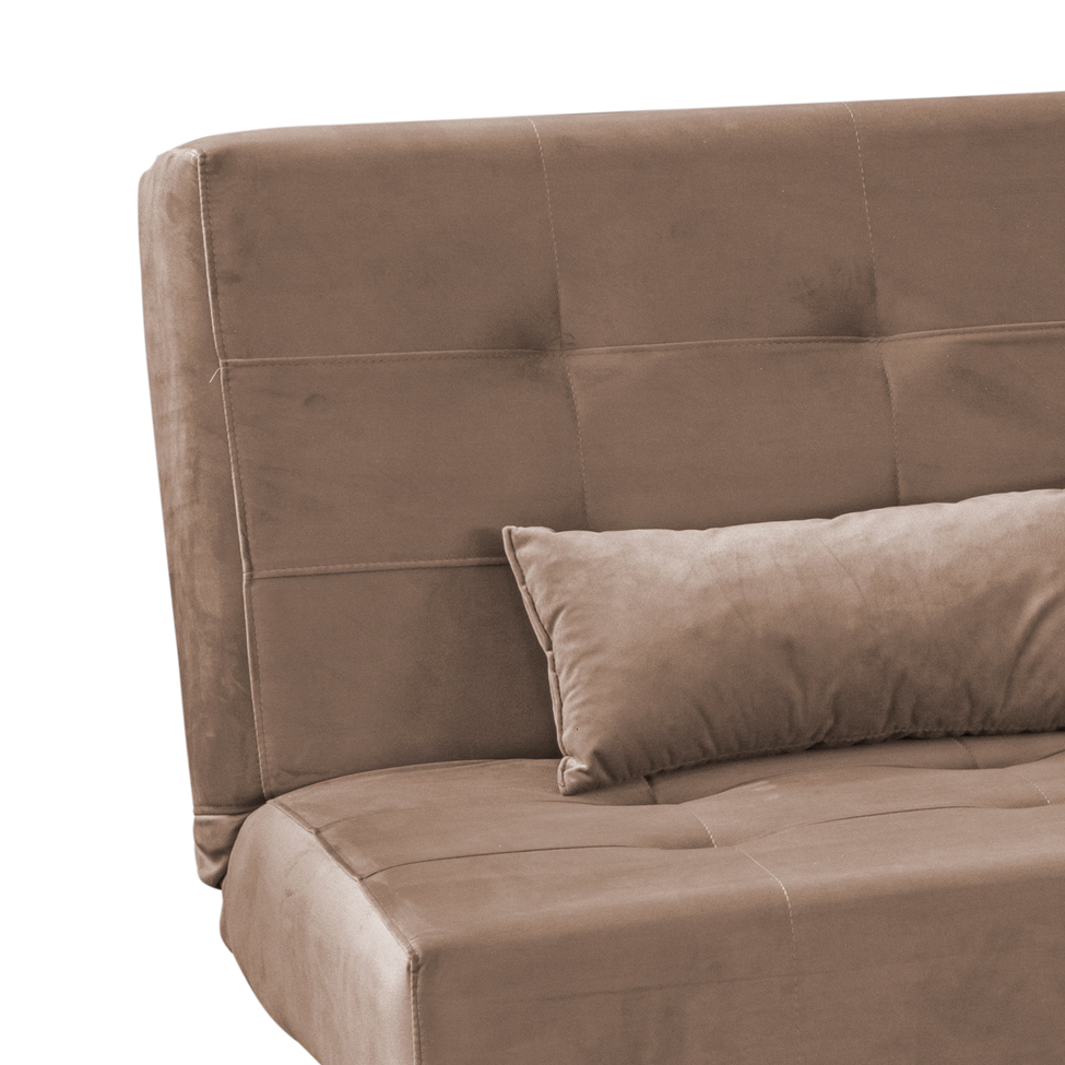 Sofá-Cama Casal 3 Lugares Laila Veludo Cappuccino