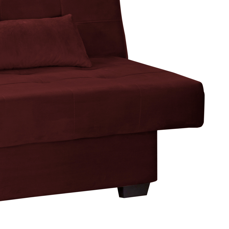 Sofá-Cama Casal 3 Lugares Laila Veludo Vinho