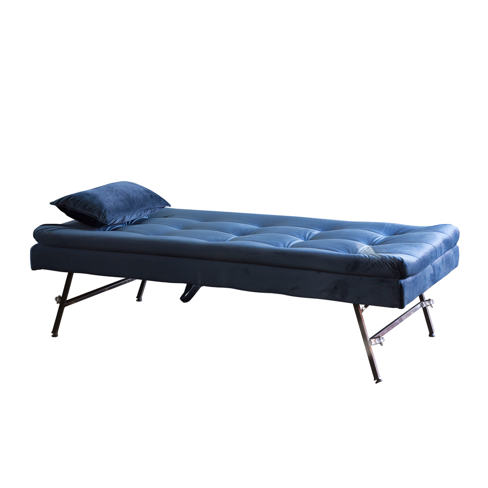 Sofá-Cama Casal 3 Lugares Madalena Veludo Azul