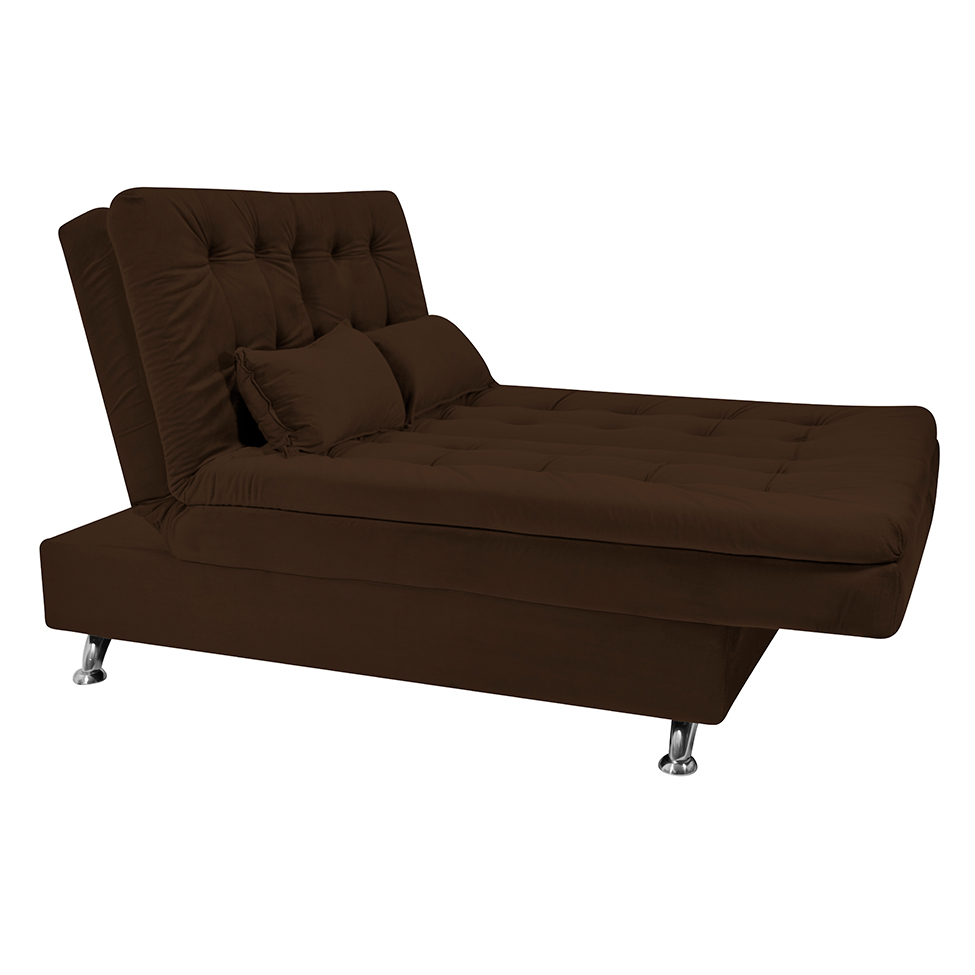 Sofá-Cama Casal 3 Lugares Maria Veludo Marrom