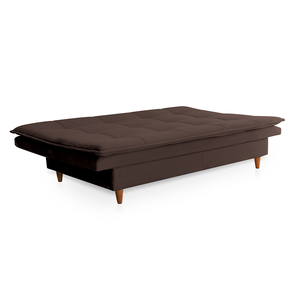 Sofá-Cama Casal 3 Lugares Mirage Veludo Café