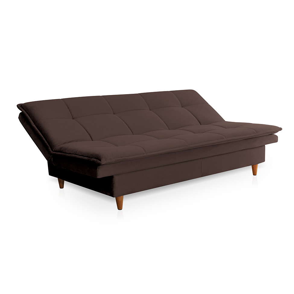 Sofá-Cama Casal 3 Lugares Mirage Veludo Café