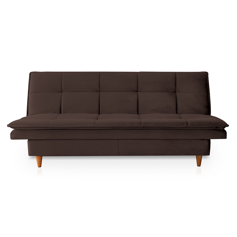 Sofá-Cama Casal 3 Lugares Mirage Veludo Café