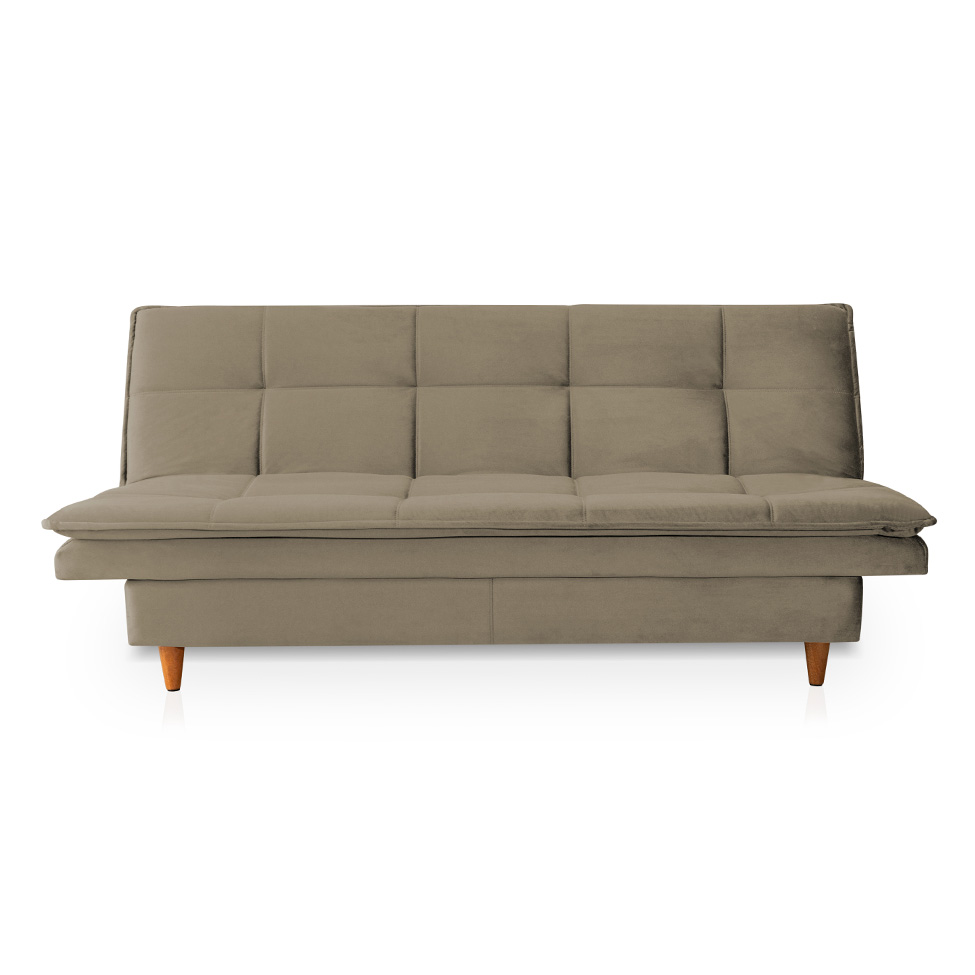 Sofá-Cama Casal 3 Lugares Mirage Veludo Castanho