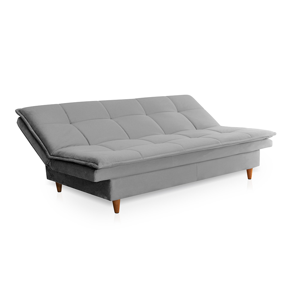 Sofá-Cama Casal 3 Lugares Mirage Veludo Cinza