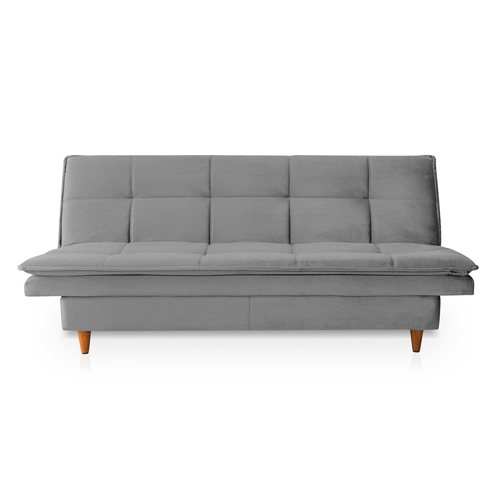 Sofá-Cama Casal 3 Lugares Mirage Veludo Cinza
