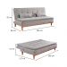 Sofá-Cama Casal 3 Lugares Nice Linho Cinza 186 cm