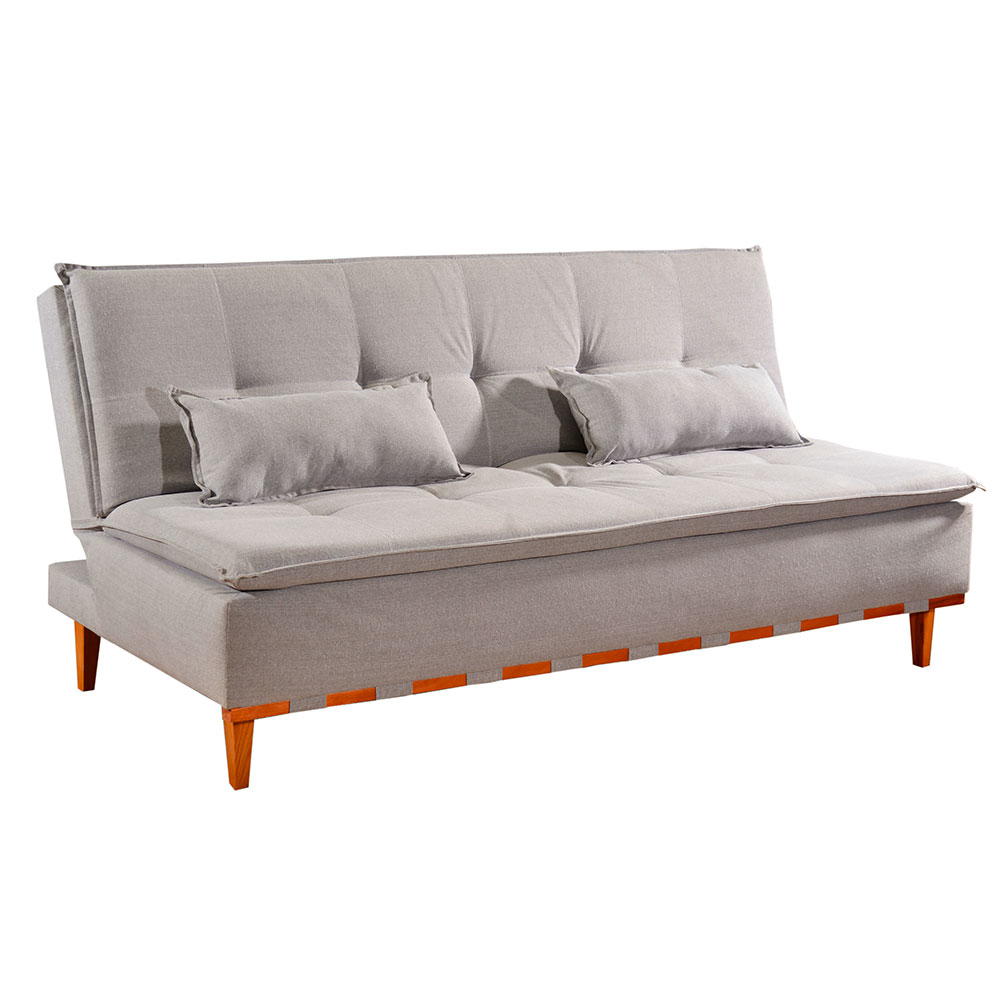 Sofá-Cama Casal 3 Lugares Nice Linho Cinza Claro 186 cm
