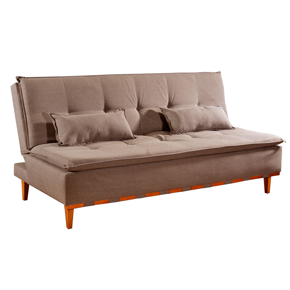 Sofá-Cama Casal 3 Lugares Nice Linho Marrom 186 cm
