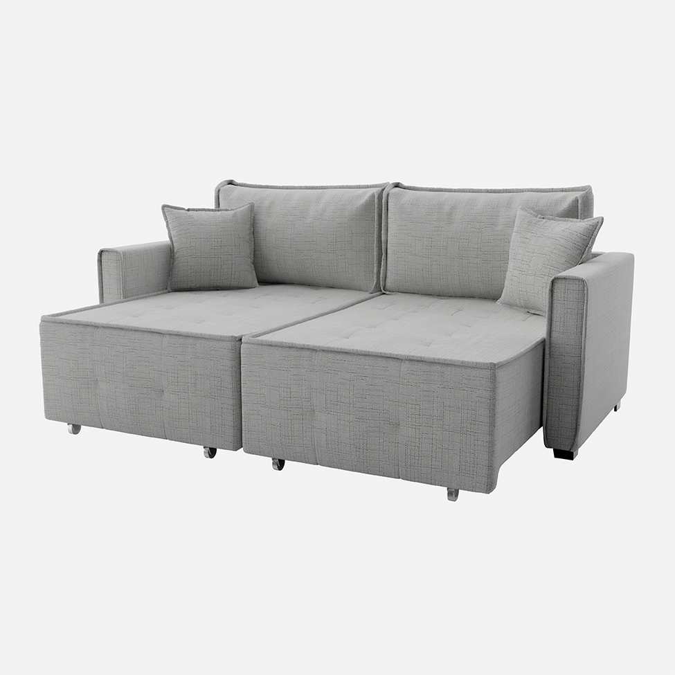 Sofá-Cama Casal 3 Lugares Onix Linho Cinza 220 cm